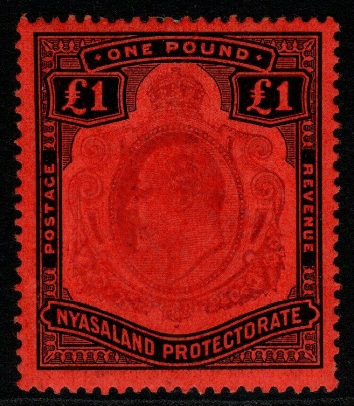 NYASALAND SG81 1908 £1 PURPLE & BLACK/RED MTD MINT