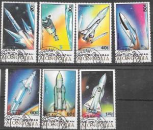 Mongolia 1989  Set of 7 - Space. Spacecraft