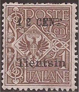 Italy 1881 Offices in China - Tientsin 1/2c on 1c Brown Scott #15 MH CV $350