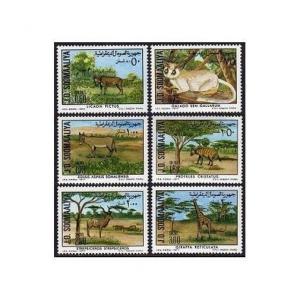 Somalia 444-449,449a,MNH. Protected Animals 1977:Bush baby,Giraffe,Somali ass,