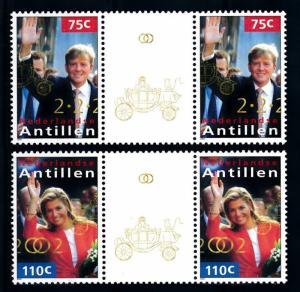 [95143] Netherlands Antilles 2002 Royal Wedding Gutter Pairs MNH