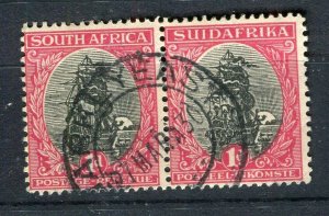 SOUTH AFRICA; 1920s-30s Dromedarius issue 1d. fine used POSTMARK Pair