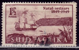 South Africa, 1949, Arrival of British Settlers in Natal, 1 1/2p, sc#108b used**