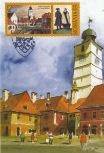 ROMANIA POSTCARD 2007 SIBIU CITY CLOCK TOWER MUSEUM FIRST DAY POST