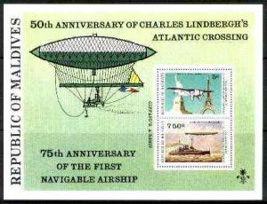 Maldive Islands 1977 Lindbergh & Airships Anniversary...
