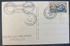 1963 Versailles France Real Picture Postcard Cover RPPC Castle aerial View