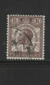 GREAT BRITAIN #207 1929 1 1/2p KING GEORGE V F-VF USED