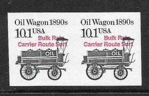 IMPERFORATE ERROR Pair, Scott #2130b, 10.1c Oil Wagon w/ Red Precancel.