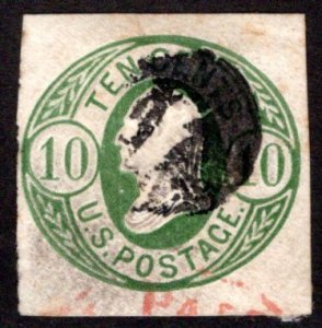 Scott U40, 10c yellow green, Cut Square Envelope, Washington, 1861, USA BOB