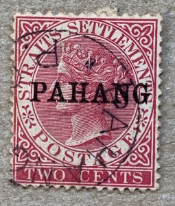 Pahang 1890 2c nicely used with PAHANG PO cds. Scott 6, CV $16.00. SG 6