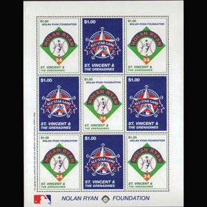 ST.VINCENT 1995 - Scott# 2195B Sheet-Baseball NH