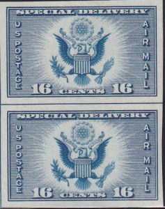 US 771 16¢ Special Delivery Farley Mint Positions No Gum VF Vert. Pair Horiz...