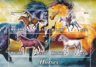 Malawi 2012 M/S American Spanish Horses Mammal Animals Farm Fauna Stamps MNH (1)