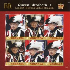 Grenada Royalty Stamps 2015 MNH Queen Elizabeth II Longest Reign Monarch 6v M/S