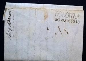 Italy Italia 1840 Entire CESENA to BOLOGNA Postal History Cover - Free UK Post