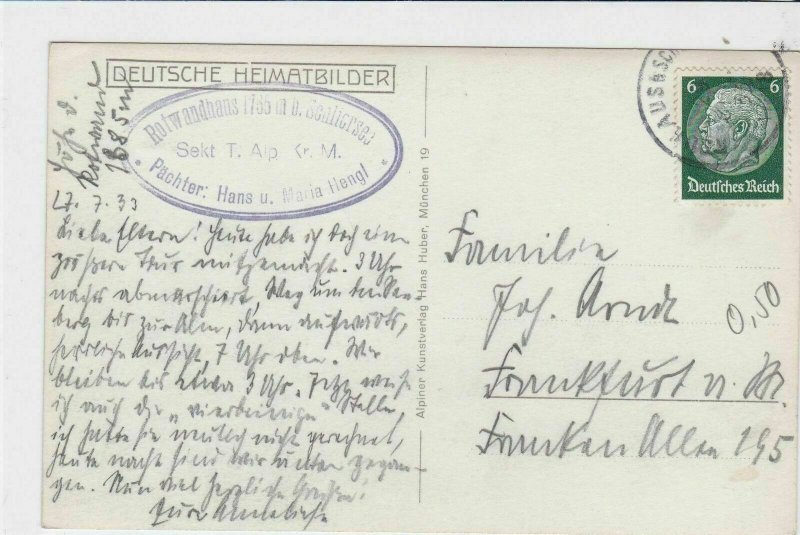 germany  1933  stamps card ref r13570