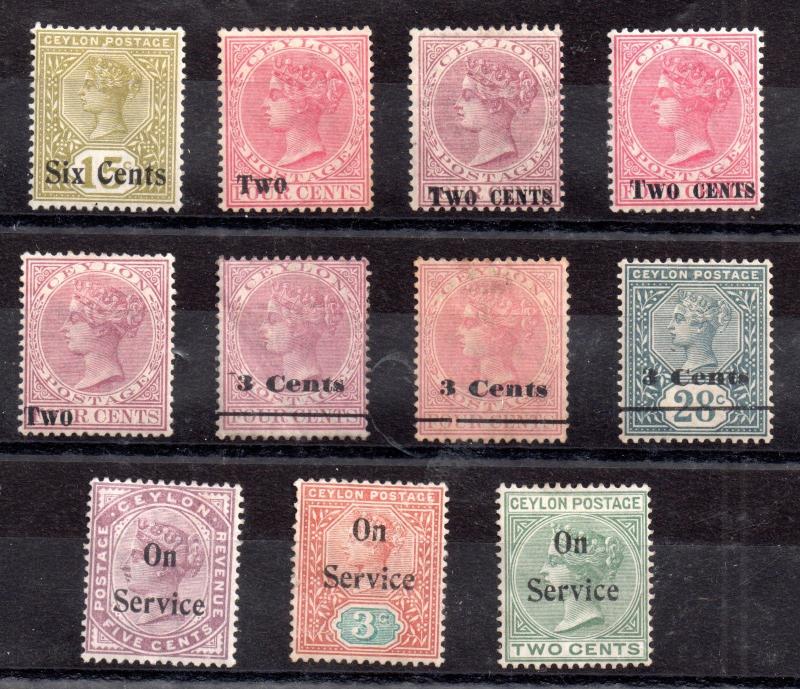 Ceylon QV mint (MH) collection x 11 values WS9669