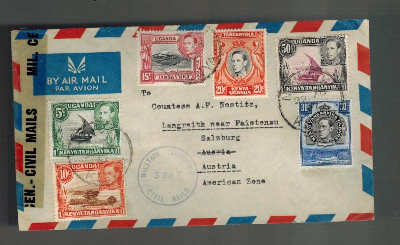 1947 Kenya KUT Censored cover to Salzburg Austria