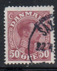 Denmark Sc 120 1913 50 ore claret Christian X  stamp used