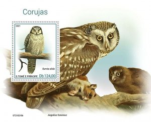 Sao Tome & Principe 2021 MNH Birds on Stamps Owls Northern Hawk Owl 1v S/S