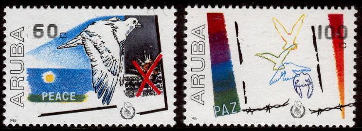 1986 Aruba Scott 22-23 International Peace MNH