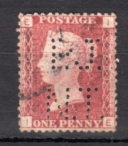 PENNY RED PLATE 201 WITH 'P J N T' PERFIN