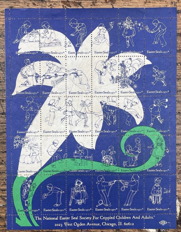 Scarce, 1971 Easter Seals for Crippled Children, Mint sheet, MNH