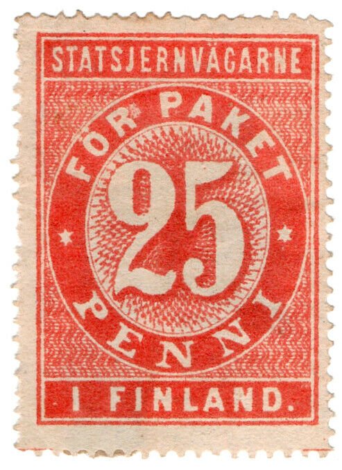 (I.B) Finland Railways : Parcel Stamp 25p (State Railway)