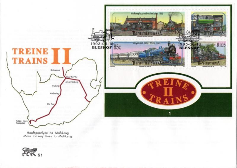 Bophuthatswana - 1993 Steam Locomotives MS FDC SG MS297