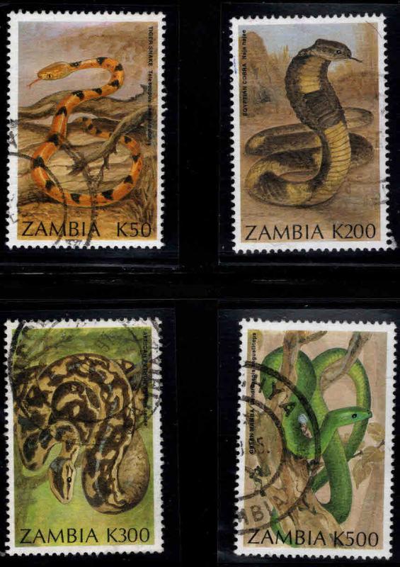 Zambia Scott 639-642 Used 1994 Snake stamp set