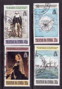 Tristan da Cunha-Sc#588-91- id8-used set-Maps-Ships-Queen Victoria-1996-