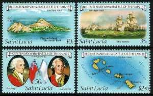 St Lucia 583-586,586a,MNH.Michel 578-581,Bl.34. Battle of the Saints,200,1982.