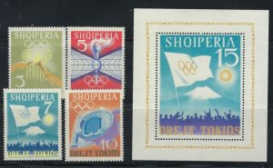 Albania 730-34 MNH 1964 Olympics with souvenir sheet (fe5229)
