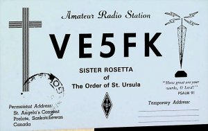 CANADA SISTER ROSETTA St Ursula Postal Used 1971 Amateur Radio QSL Card 16591