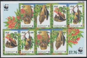 FIJI Sc# 800a MNH SOUVENIR SHEET of 4 DIFF BATS x 2 SETS WORLD WILDLIFE FUND