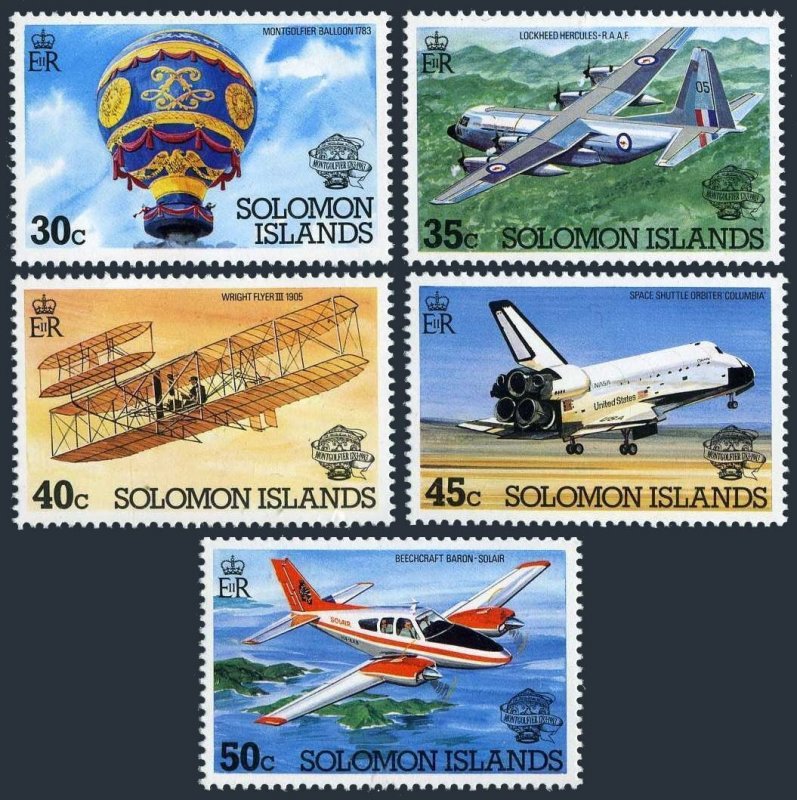 Solomon Islands 497-501, MNH. Mi 495-499. Manned Flight,200th Ann.1983.Balloon,