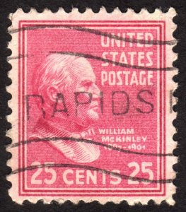 1938, US 25c, William McKinley, Used, Sc 829