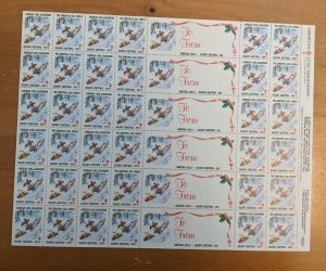 1989 Sledding Fun Sheet of 36 (6 Labels) Perf 11.5 US Christmas Seals MNH