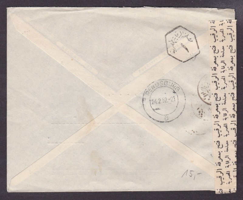 EGYPT 1952, Censored Air mail cover from Alexandria to Germany