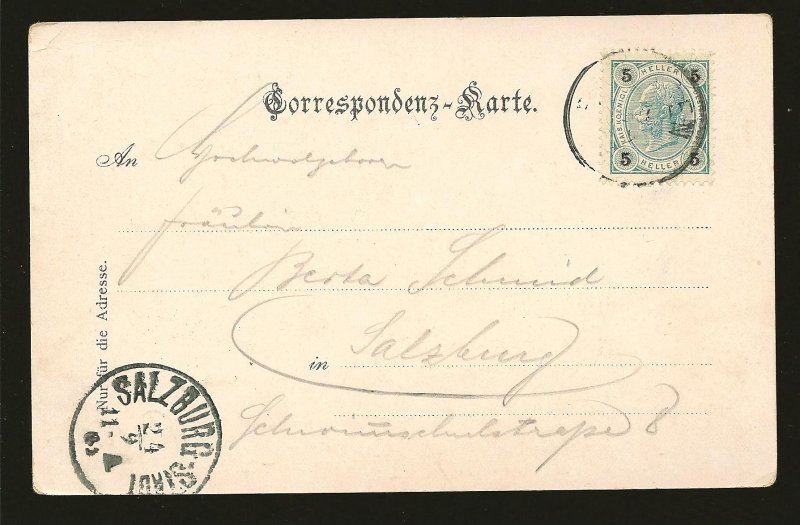 Austria 73a On Postmarked Salzburg-Stadt Postcard Used