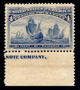 233 Mint,OG,NH... Imprint Single... SCV $165.00... XF+