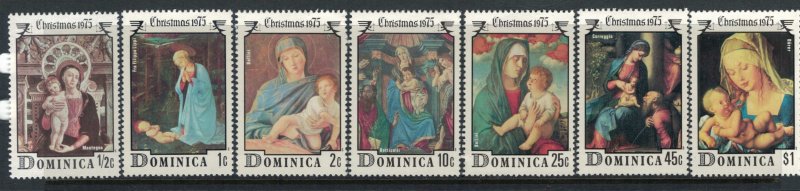 Dominica #447-53a* NH  CV $3.25 Christmas 1975 Complete set & Souvenir sheet