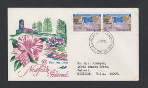 Norfolk Island #149 pair (1972 South Pacific issue)   WCS cachet FDC to the US