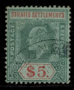 MALAYSIA - Straits EDVII SG167, $5 green & red/green, FU. Cat £85. WMK MULT CA