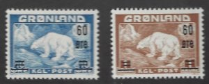 Greenland SC#39-40 Mint F-VF SCV$76.50....Beautiful!