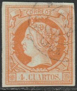 Spain 1860 Sc 50 used Badajoz cancel