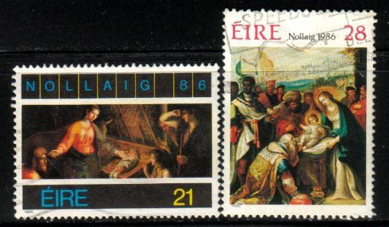 Christmas Paintings 1986, Ireland stamp SC#677-678 used set