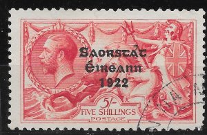 IRELAND SG87a 1928 5/= ROSE-CARMINE CIRCUMFLEX OVER A VARIETY USED