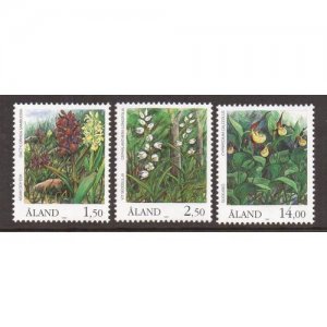 Aland islands  #35 , 47 , 54  MNH  1989  orchids all three issued