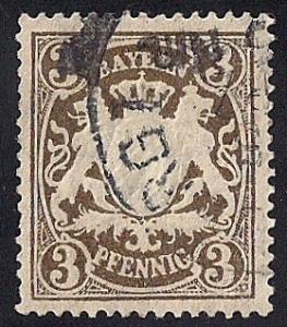 Bavaria #60 3 PF Coat of Arms Stamp used VF